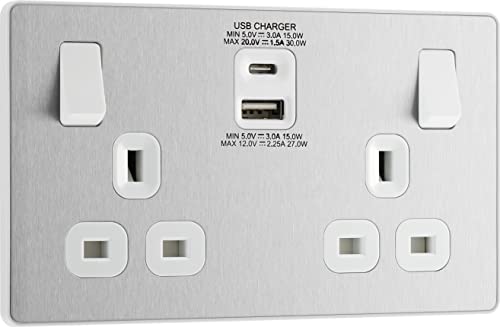 Prise d'alimentation double interrupteur avec USB C 30W encastrable