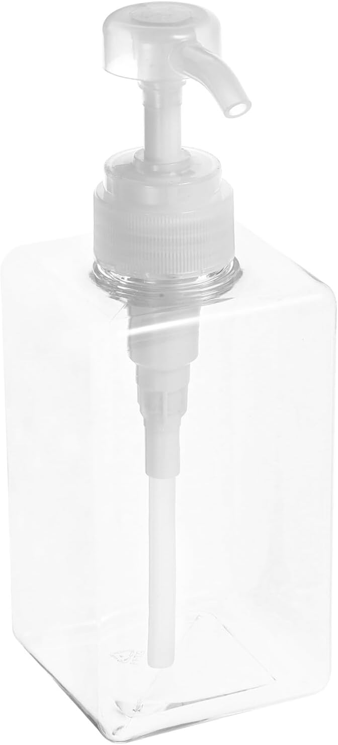 PRETYZOOM 450ml Empty Lotion Bottle with Pump: 3pcs Clear Refillable Shampoo and Conditioner Bottles Square Dispenser Bottle for Kitchen Bathroom