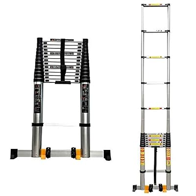 Ladders,Extra Tall Retractable Telescoping Ladder for Roof Top Tent, Multi-Purpose Telesladder with Stabilizer Bar & Wheels/7M/23 Ft