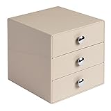 InterDesign 3-Drawer Storage Organizer for Cosmetics, Makeup, Beauty Products or Kitchen/ Office Supplies, Taupe