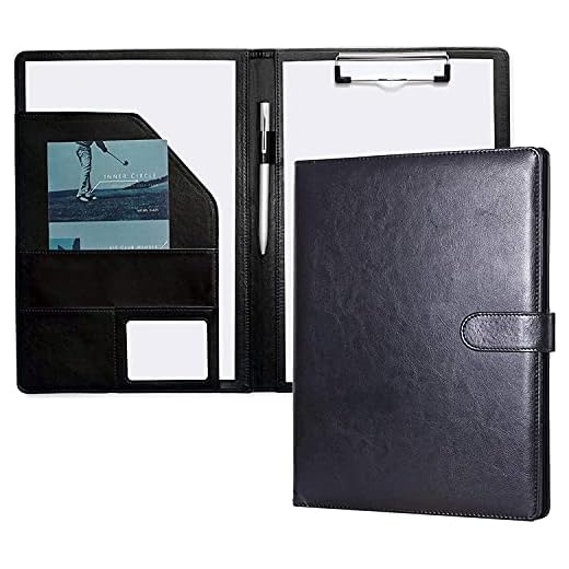 Mymazn Carpeta Portadocumentos A4, Carpeta con Pinza,Carpeta Portafolios A4, Carpeta de Piel, Protège-document Pour Bloc-notes Standard de Format A4 Avec Poche Intérieure（Negro）