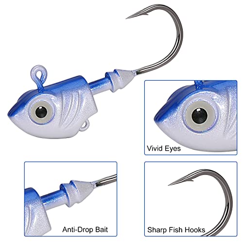 Sougayilang Swimbait Jig Head Lead Flats Jig Head Bait Lead Weighted Hooks Fish Jig Heads Fishing Accessories-15Pcs-1.05Oz(30G) #TOP3