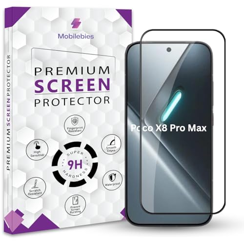 Image of Premium Tempered Glass Screen Protector Guard For Poco X8 Pro Max 5G (6.83 Inch, Pack of 1) | Edge to Edge Coverage With Easy to installation kit