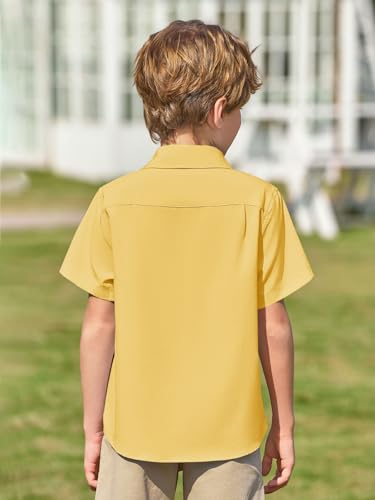 Image of Haloumoning Boys Short Sleeve Dress Shirts Button Down Formal Uniform Shirt
