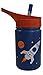 EcoVessel SCOUT Kids Stainless Steel Water Bottle with Flip Straw - 13 ounces - Blue with Rocketship