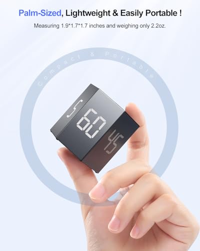 Ticktime Pomodoro Timer Cube Würfel, Sechseck Productivity Timer, Pause & Weiter, Leise, Vibration & Einstellbarer Alarm, für ADHS, Arbeit, 5/15/25/30/45/60min & Custom Countdown, Grau
