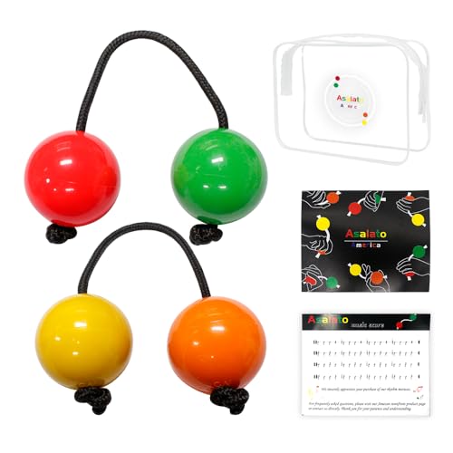 JeuRon Asalato Shakers 2 Pairs - African Kassa Kashaka Rhythm Balls | Percussion Musical Instrument Set with Gift Box (4 Colors) | Stress Relief Toy & Creative Gift for Kids & Adults