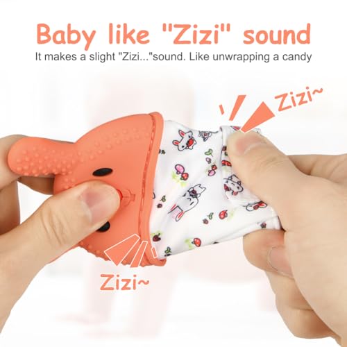 Image of 2Pack Silicone Teething Mitt, Rabbit Baby Teething Toy for 0-6 6-12 Months, Food Grade Silicone Infant Teething Mitten, BPA-Free Baby Chew Toys for Pain Relief, Sucking Needs