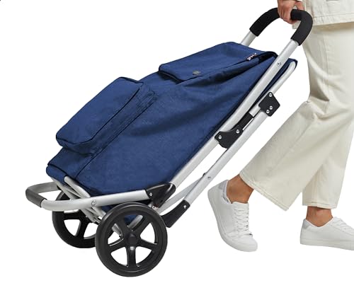 Bergs Carro de la Compra de Aluminio con Asiento Azul