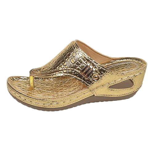 cfpqv Women's Mules with Heel Flip Flop Glitter Wedge Sandals Roman Sandals Platform Toe Separator Slides Slippers Wedge Heel Slippers Wedges Pumps Summer Shoes Slippers Women's Shoes Garden Shoes