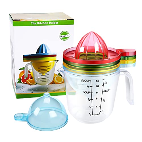 presse agrumes manuel 5 en 1 Séparateur d'oeufs en plastique Petit entonnoir en plastique Tasse à mesurer Pour presser les oranges et les citrons moudre l'ail tamiser les blancs d'oeufs Cover