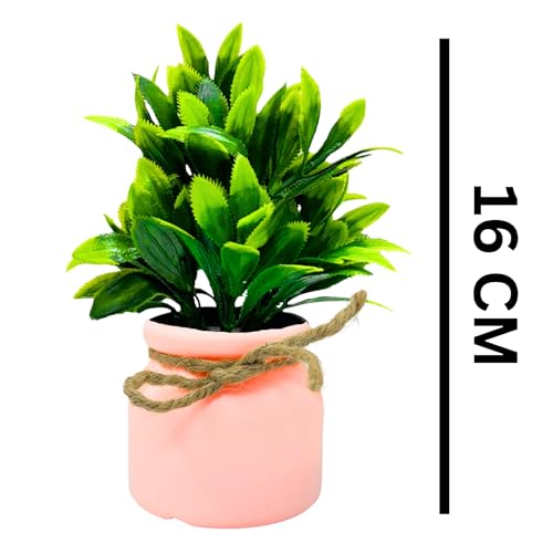 Image of Dekorly Plastic 4pcs Artificial Pot Flowers Small Fake Plants with Pot Mini Potted Plants for House Office Tabletop Decoration (Pink)