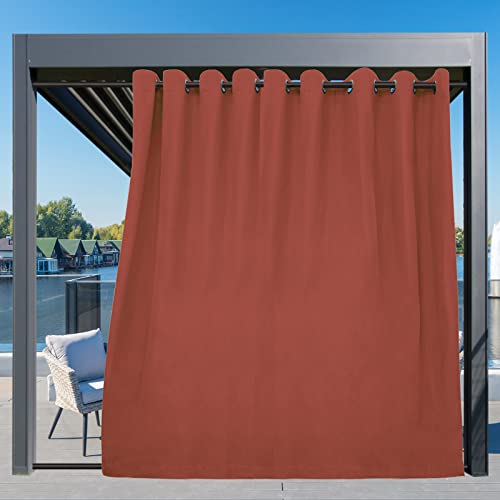 Image of Easy-Going Outdoor Curtains for Patio 1 Panel, 150x84 inch, Terra Red | Waterproof, Windproof, Weatherproof Privacy Outdoor Curtains for Cabanas Porches and Pergolas, Grommet Top and Tab Bottom