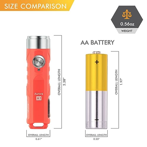 RovyVon A1 USB C Rechargeable EDC Flashlight 650 Lumens Super Bright Outdoor Mini Keychain Flashlights for Everyday Carry, Camping, Thanksgiving, Xmas Gift(Orange) - Image 3