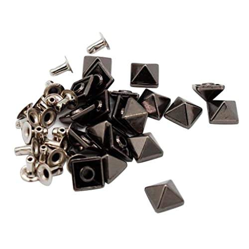 Fancyes 20 Sets Pyrmid Rivets Studs SNP Fstener for Bg DIY 8mm, Diamond Black, 8mm