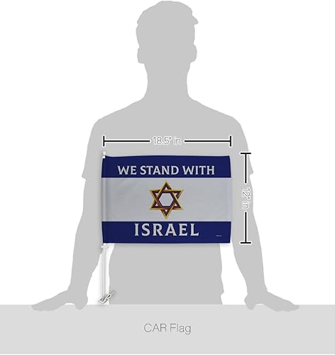 Miniatura 3 de Israel Flag Letrero con clip para poste de montaje con texto en inglés "We Stand with Israel American Flags for Car Bandera de Israeli para Carros"