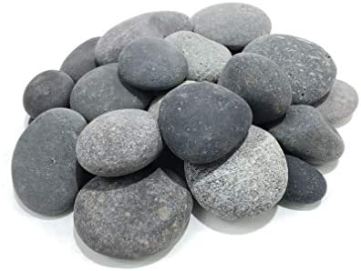 AA Plus Shop 50 Lb. Premium Black Grey Mexican Beach Pebbles 3-5 inches, Decor, Garden, Landscape, Pathways, Backyard, Rock Pebble