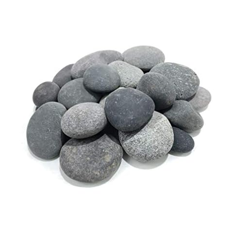 AA Plus Shop 50 Lb. Premium Black Grey Mexican Beach Pebbles 3-5 inches, Decor, Garden, Landscape, Pathways, Backyard, Rock Pebble Cover