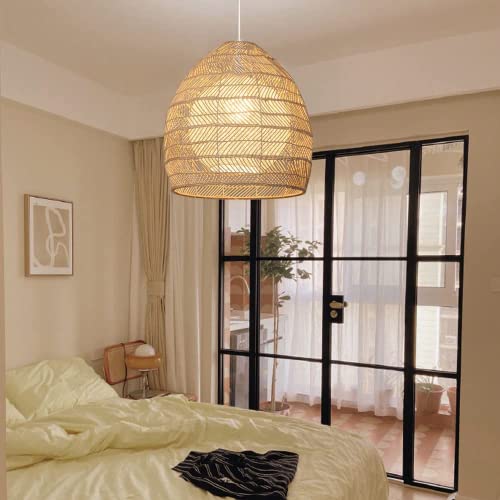 Lumière plafond tissé en rotin avec hauteur réglable pour éclairage ciblé