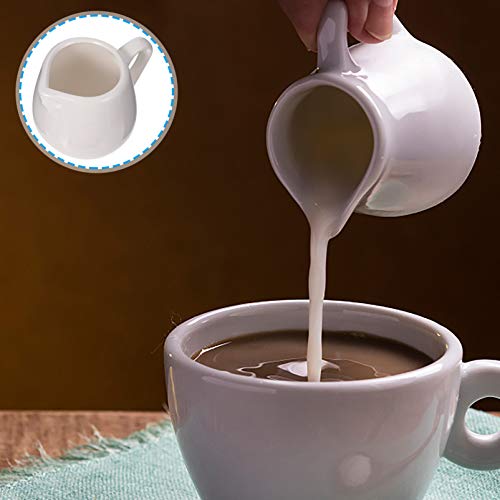 Yarnow Mini creme clássico de cerâmica branca pura com alça, 2 jarra pequena para leite de café