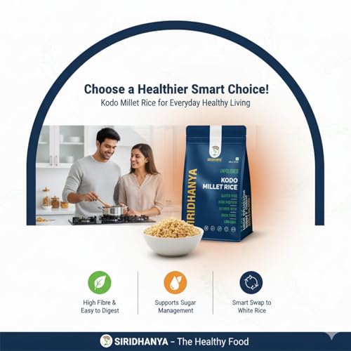 Image of Siridhanya unpolished whole grains kodo Millet | Gluten-Free, High plant based Protein & Fibre-Rich Superfood - Low GI, Vitamin-Packed Healthy Rice Alternative | Natural Grain for healthy life (500 g x 2 Pack)