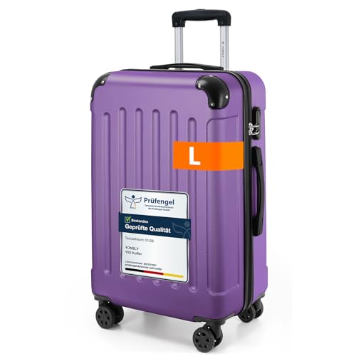 YONSLY Gepäck Reisekoffer, Trolley Rollkoffer Handgepäck, Hartschalenreisekoffer mit 360° Lenkrollen, Zahlenschloss, Mehrstufiger Teleskopgriff