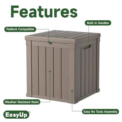 EasyUp 50 Gallon Outdoor Storage Box, Resin Waterproof UV-Resistant Deck Box, Reinforced Stability for Patio, Garden, and Poolside, Striped Gray - Thumbnail 3