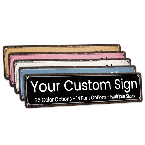 Custom Rustic Metal Sign Personalized with Your Text – Vintage Style Aluminum Composite ACM – Made in USA – Indoor Outdoor Wall Decor – Multiple Sizes with Pre-Drilled Holes