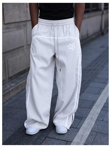 Men's Stacked Sweatpants Y2K Drawstring Waist Workout Joggers with Pockets2