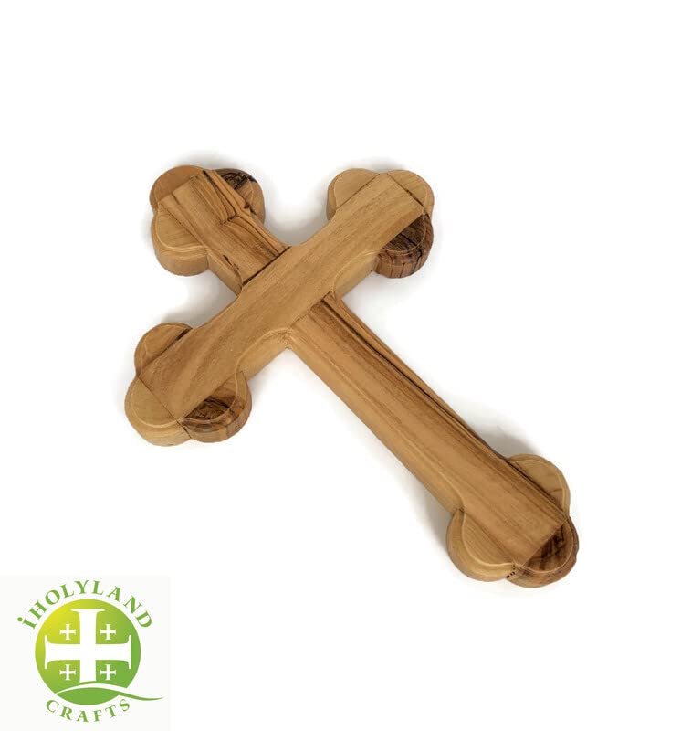 7 Inche Simple Wooden Wall Cross Gift, Olive Wood Cross Wall Hanging Crucifix Cross for Baptism and Confirmation Cross, Wooden Crosses Wall Décor Made in the Holy Land, Cross for Boys and Girls