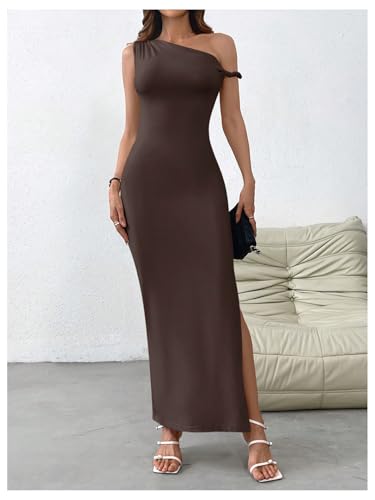 Image of Milumia Women's One Shoulder Formal Long Dress Asymmetrical Sleeveless Bodycon Cocktai Dresses