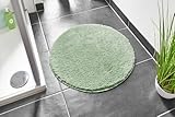 andiamo Badematte rutschfest Florida - Badezimmerteppich weich und flauschig - Badteppich rutschfest waschbar Duschvorleger Badvorleger für Badezimmer 60 cm rund Salbei