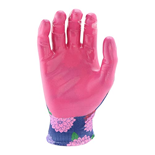 Miracle-Gro MG37126/WML3P Women'S Nitrile Coated Grip Floral Pattern Gardening Work Gloves 3-Pack thumb #4