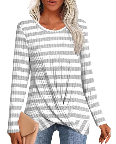 Image of HOTGIFT Women's Pullover Sweaters Winter Tunic Tops Long Sleeve Crewneck Shirts Casual Comfortable Blouse