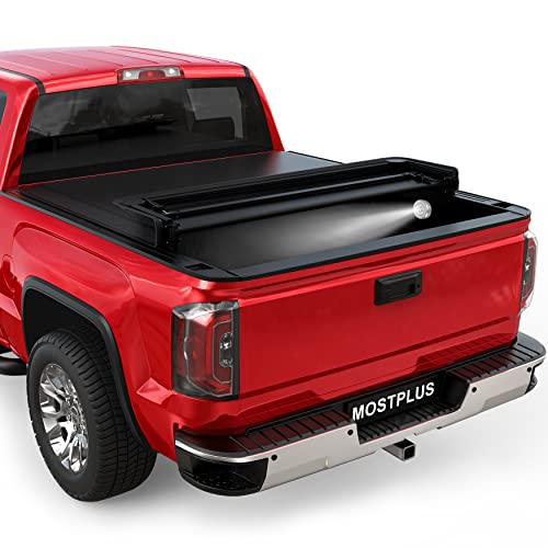 MOSTPLUS Quad FOLD Truck Bed Tonneau Cover Soft Compatible for 1988-2006 Chevy Silverado/GMC Sierra 1500 2500 3500 HD (Incl. 2007 Classic) | Fleetside 6.5 FT On Top