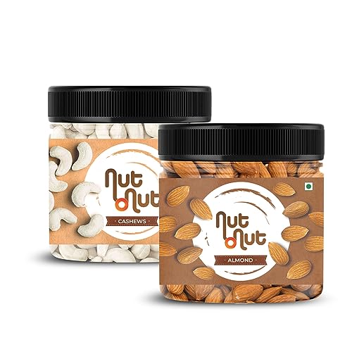 Image of Nut O Nut California Dried Almonds & Whole Cashews Combo | Dry Fruit Combo 700 gm | Cashew Almond Combo | Healthy Snacks | Premium Nuts & Dry Fruits Pack 700 g(350g x 2)- Diwali Gift Pack