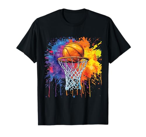 Basketball Colorful Drip Graphic T-Shirt