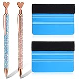 buysigo 2 Count Pink Glitter Vinyl Weeding Tool, 2 Pieces Air Release Pen & Squeegee Set for Craft Weeding, Essential Adhesive Vinyl