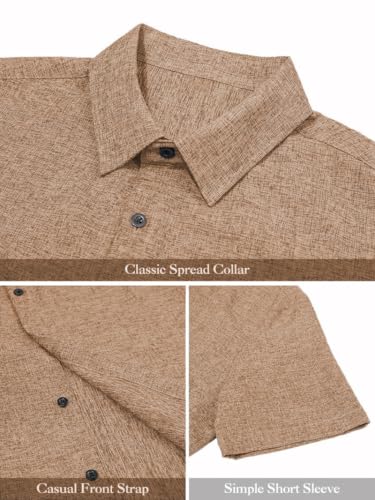 Image of TOPLOT Casual Shirt for Man | Lightweight Texured Linen with Short Sleeve | Button Down Collared Shirt | Regular Fit for Daily, Formal & Office Wear (5260)