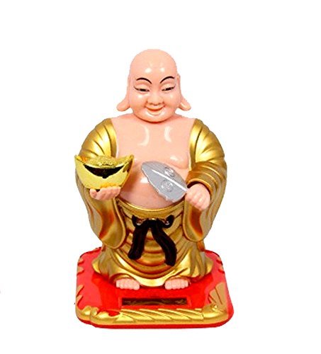 Radhna Indian Traditional Feng Shui Laughing Buddha with Solar- Feng Shui Vastu for Office Home Small Size