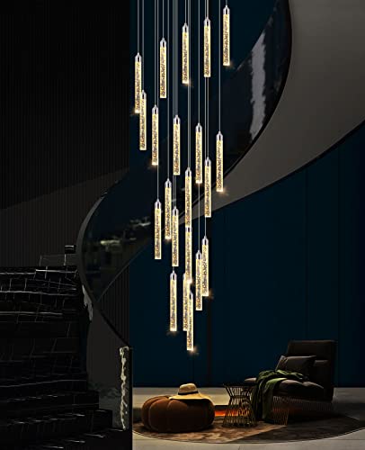 Dolria 12-Lights Chandelier Led Dimmable Chandeliers For Entryway Flush Mount Ceiling Pendant Light Fixture Crystal Chandeliers For Living Room Chrome Finished Lighting Modern High Ceiling Chandelier #TOP5