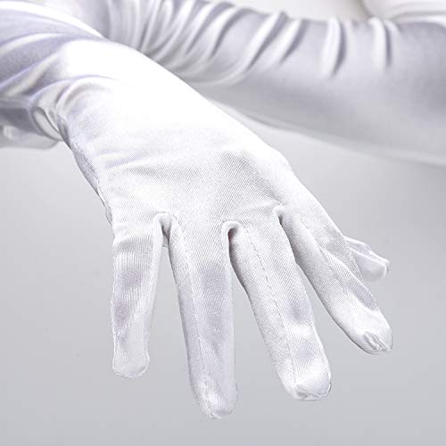 image for SAVITA Long Elbow Satin Gloves - 21 inch Stretchy 1920s Opera Evening 