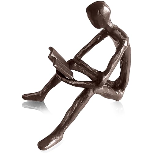 Bookshelf Decor Reading Statue – Abstract Art Sculpture Figurine Reading Room Decor Aesthetic, Modern Table Accents Home Decoration for Living Room Office Library Shelf Desk Decor(Brown)