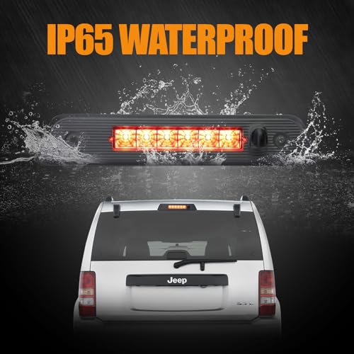 Image of Third 3rd Brake Light LED for 2008-2012 Jeep Liberty, High Mount Rear Brake Lights Assembly for 08-12 Liberty, Waterproof Center Cab Lamp Stop Light (Black)