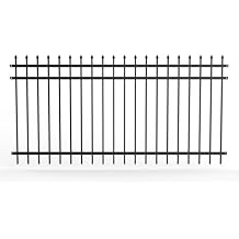 Versai 4 ft. H x 7.5 ft. W Gloss Black Pressed Spear Steel Fence Panel 3 Rail