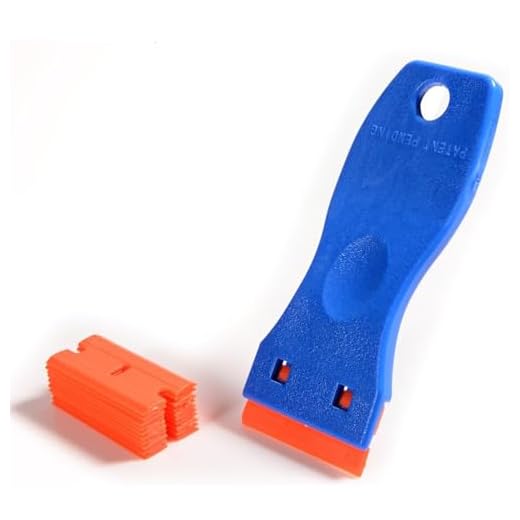 1.5" Plastic Razor Scraper with 10pcs Double Edged Plastic Blades for Removing Labels Stickers Decals on Glass Windows