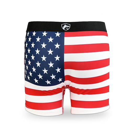 Men's American Flag Patriotic Moisture-Wicking Polyester Boxer Brief Underwear, Thin Blue Line, Thin Red Line3