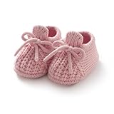 DovFanny Baby Booties Newborn Baby First Shoes Cozy Warm Knit Soft Booties for Toddler Infant Boy Girl (Light Pink, Infant, 0 Months, Age Range, US Footwear Size System, 3 Months, Medium)