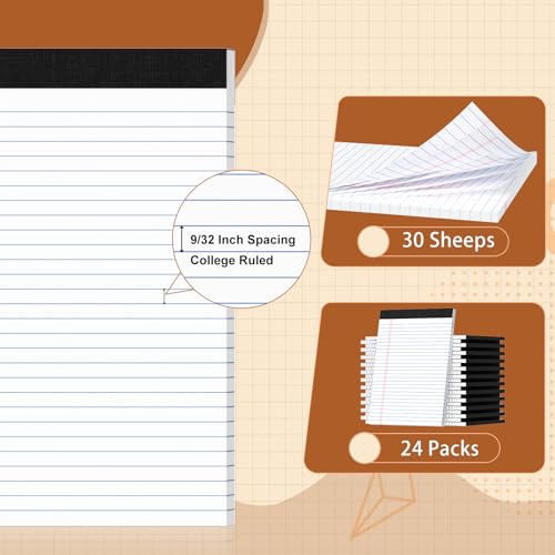 Cuaderno de 8.5 x 11.75 pulgadas para evitar la falta de espacio con 30 hojas blancas en pack de 24 2