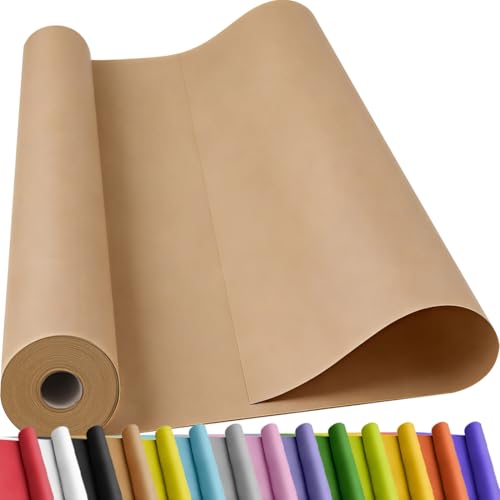 SMART&CASUAL Brown Kraft Paper Roll 36 x 2 160 (180) for Gift Wrapping Bouquet Flower Art Painting Craft Writing Packaging Shipping 70GSM 50LB (Brown 36 x 180)